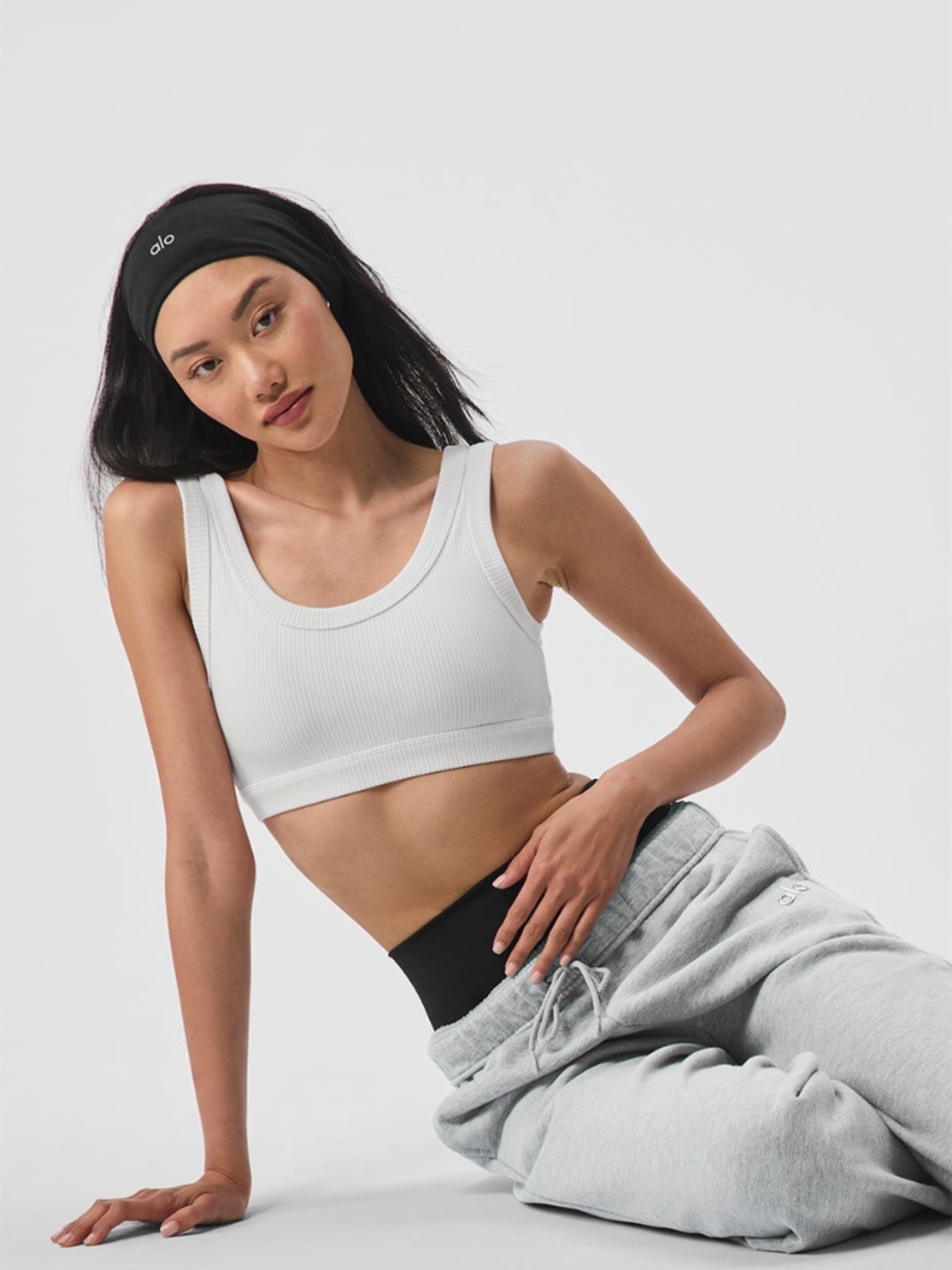 Ribbed Wellness Bra, White, Alo Yoga, Size S